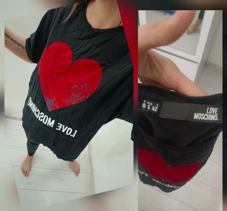 Rewelacyjny t shirt live moschino hit wada czarna S/M premium