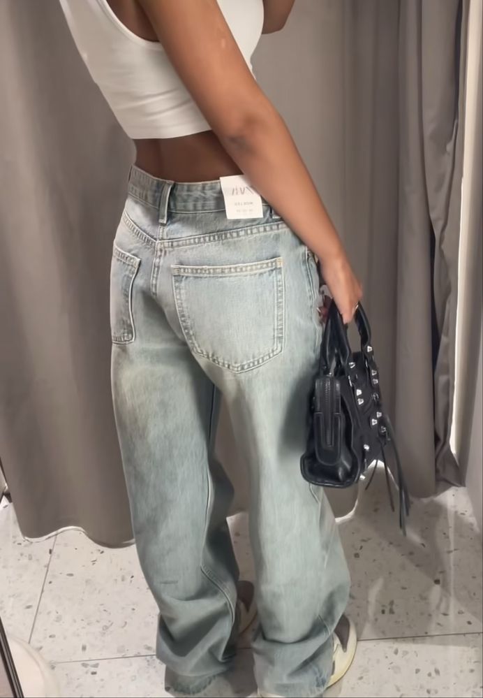 Джинси trf high-rise wide leg zara