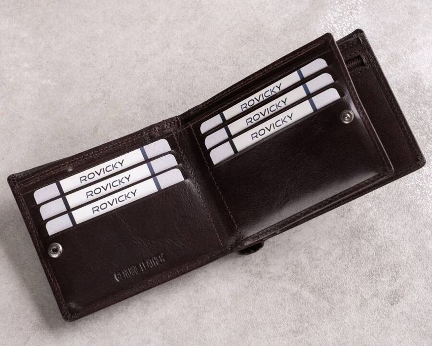 klasyczny, elegancki portfel męski ze skóry naturalnej - rovicky