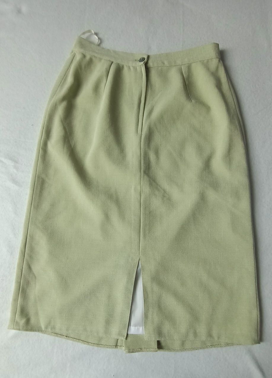Zielona spódnica do łydki z podrzewką, rozmiar L