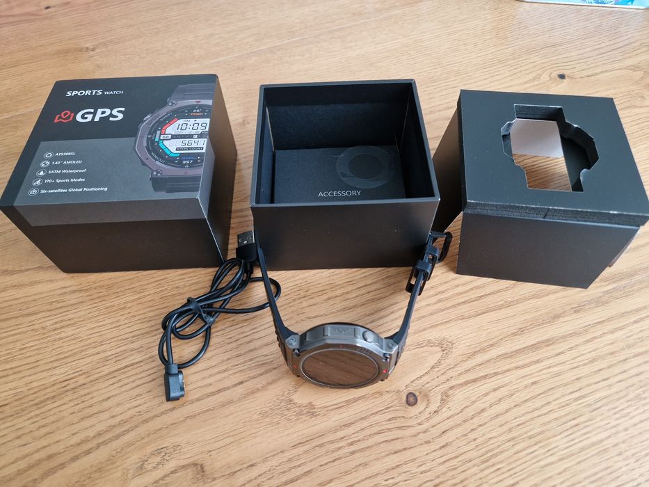Smartwatch zegarek DM58 jak Amazfit Trex3. GPS, Amoled. Komplet
