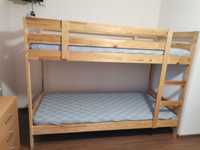 Łóżko piętrowe, sosna, 90x200 cm +materace MYDAL