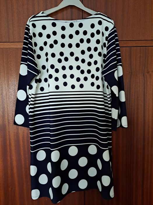 Vestido Azul Escuro e Branco XL