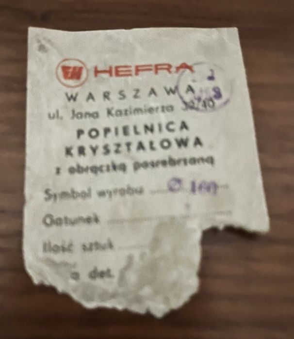 Hefra misa popielnica kryształowa lata 60-te