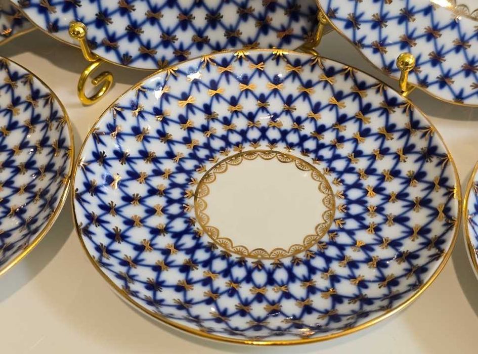 Filiżanki łomonosow siatka kobaltowa