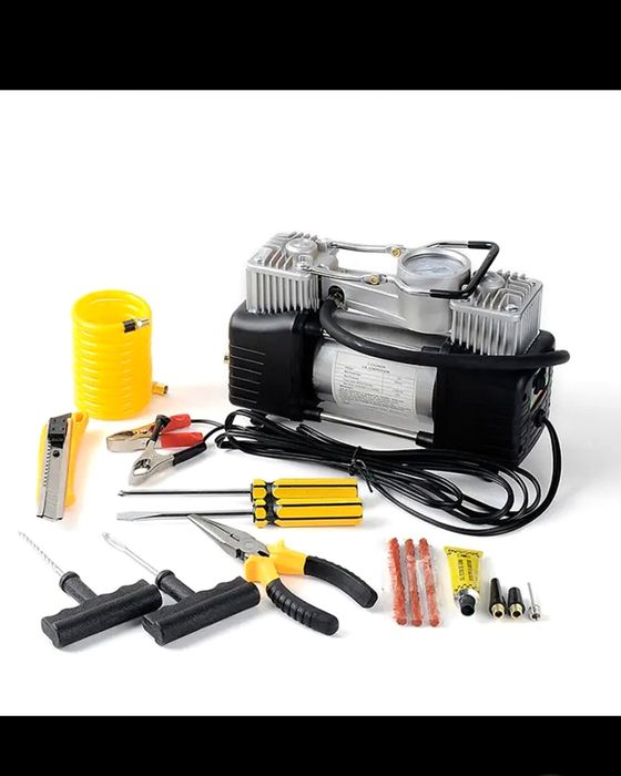 Автокомпресор двохпоршневий, автомобільний компресор насос в кейсі