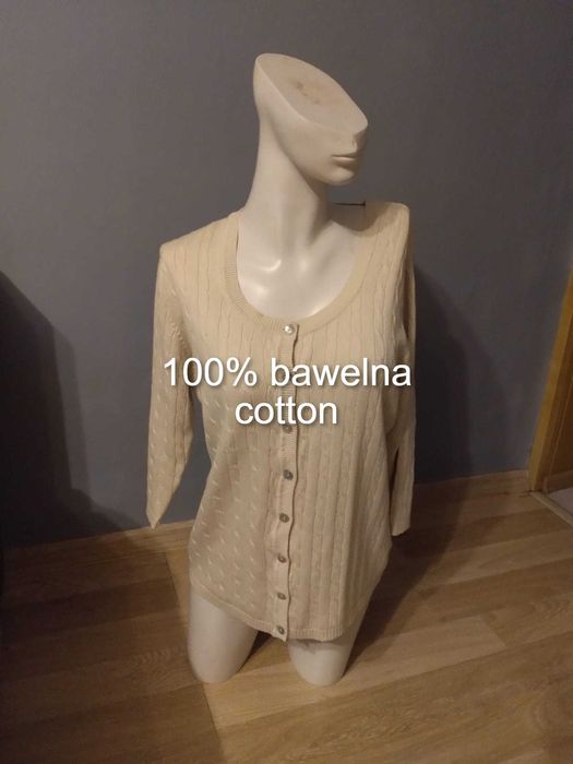 Kardigan damski warkoczowy, 100% bawełna