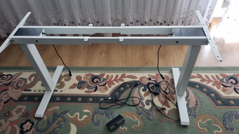 Biały Stelaż biurka elektrycznego  duże mocne 66-129cm 2 silniki 125kg