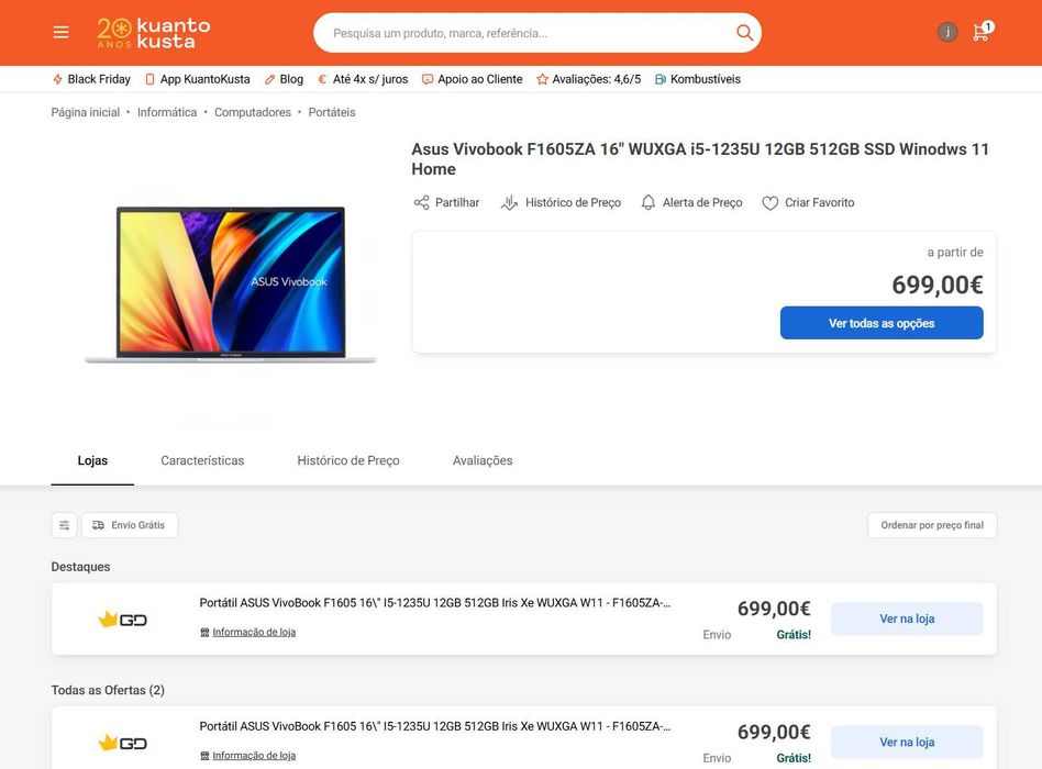 Portátil Asus VivoBook - i5 12 gen - 16gb - 512gb