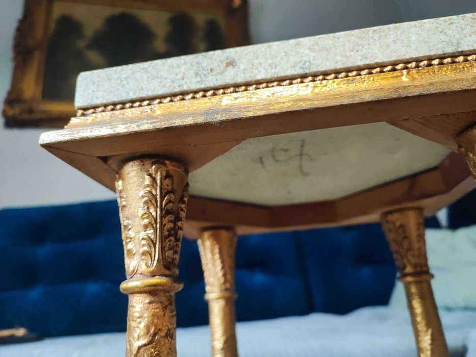 Secesyjny drewniany kwietnik,blaty marmurowe