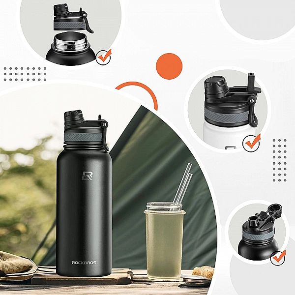 Bidon termiczny Rockbros rowerowy na napoje 530 ml - czarny