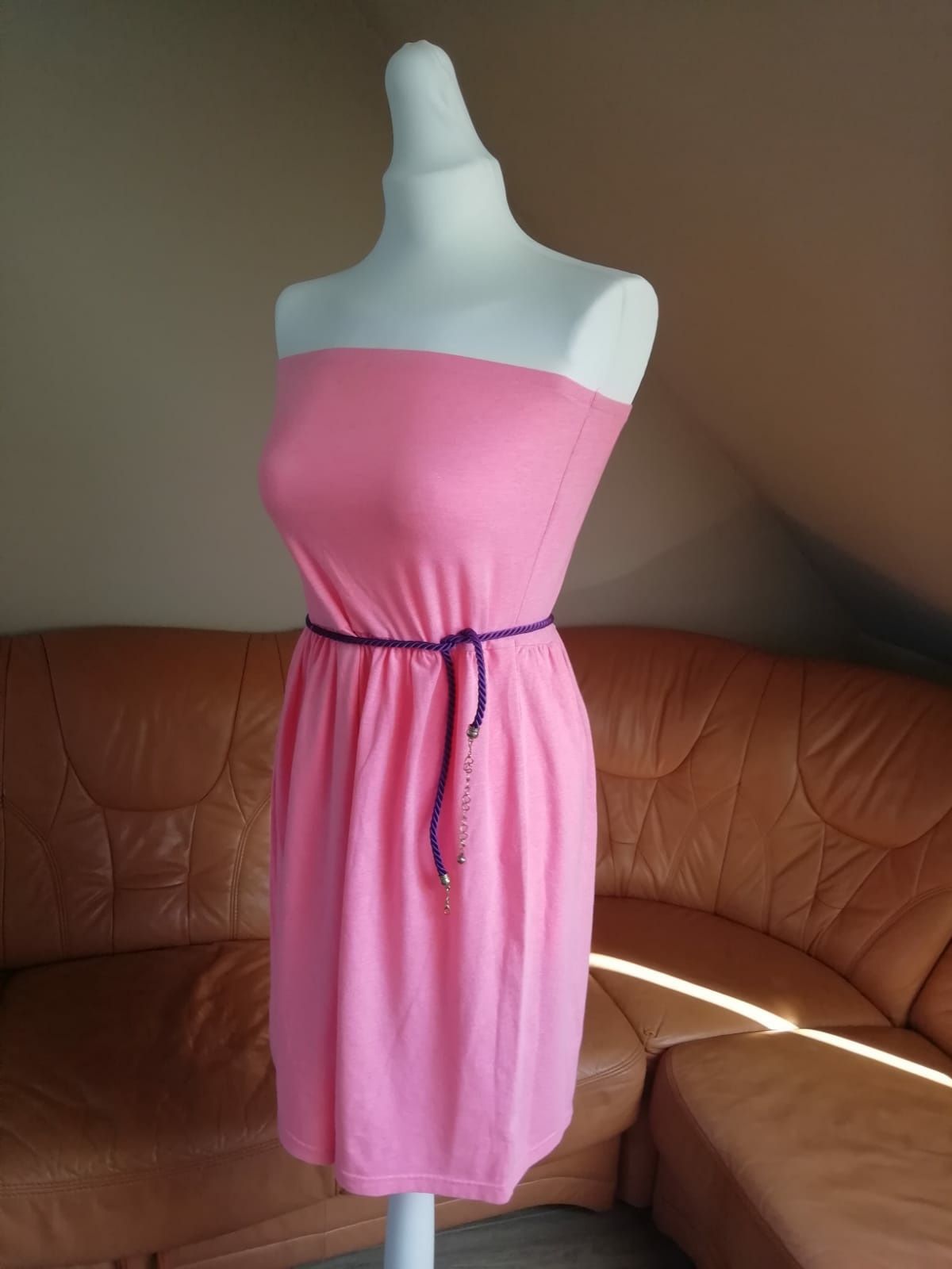 Spódnica midi/sukienka F&F, neonowy róż, barbie core