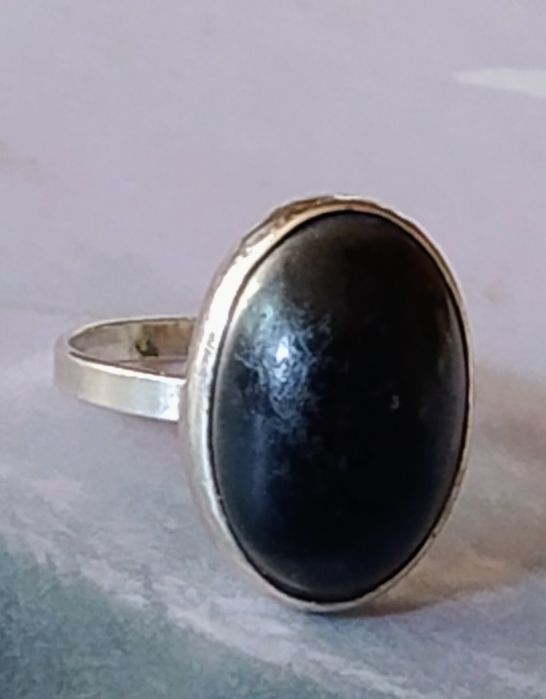 Stare Srebro 925- Piękny Pierścionek -Czarny Onyks
