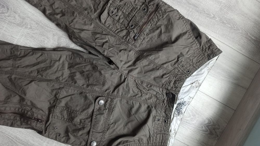 spodnie cargo bojówki niski stan szerokie z kieszeniami low waist