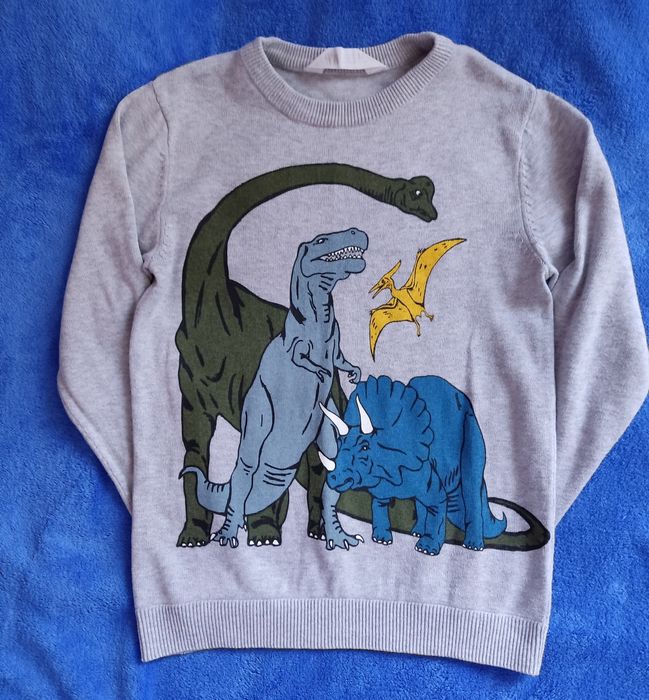 Sweter chłopięcy h&m 122/128 dinozaury