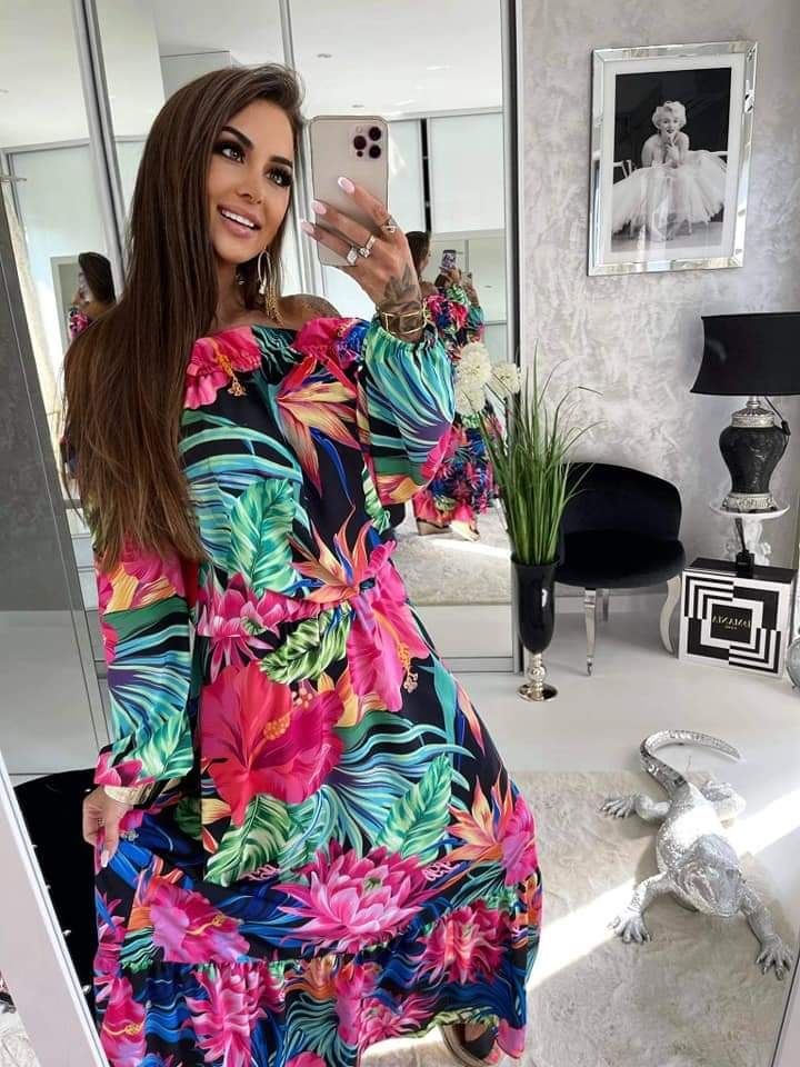 Piękna sukienka maxi mix kolorów Lola bianka