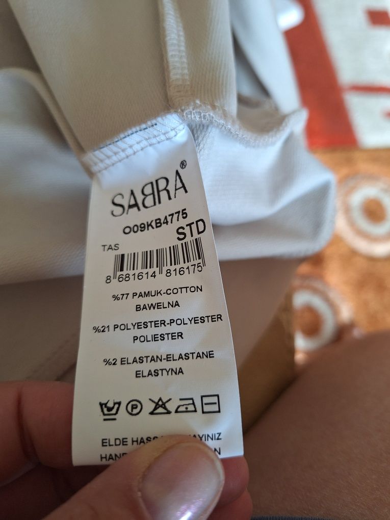 Bluza dresowa beżowa na 120cm biust z kapturem