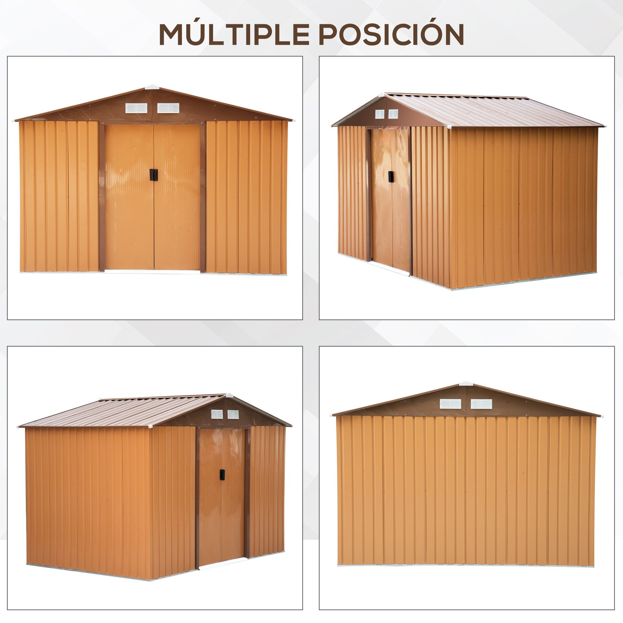 Abrigo de Jardim Exterior 4,83m² 277x195x192cm com Base Incluída