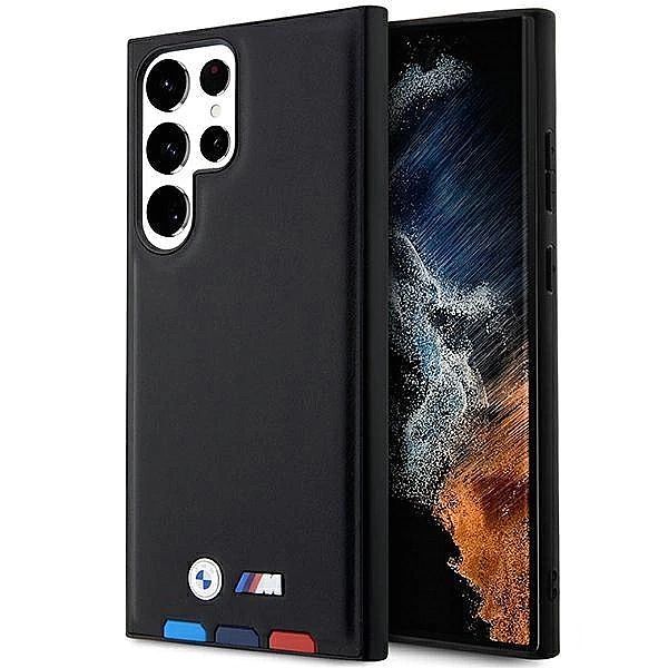 Etui Bmw Leather Stamp Tricolor na Samsung Galaxy S23 Ultra - czarne
