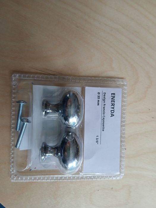 Eneryda srebrne uchwyty gałki meblowe ikea 35 mm