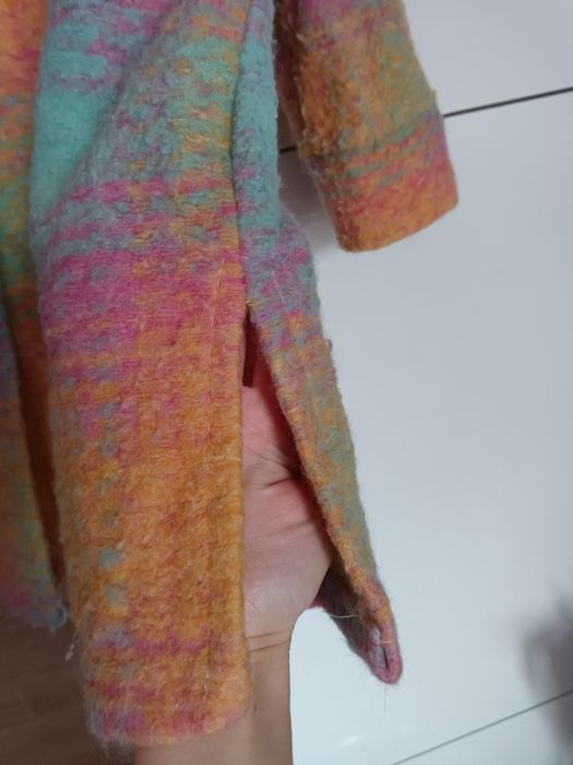 Kurtka koszulowa gruba dluga koszula z wełną na S M L pastelowe kolory