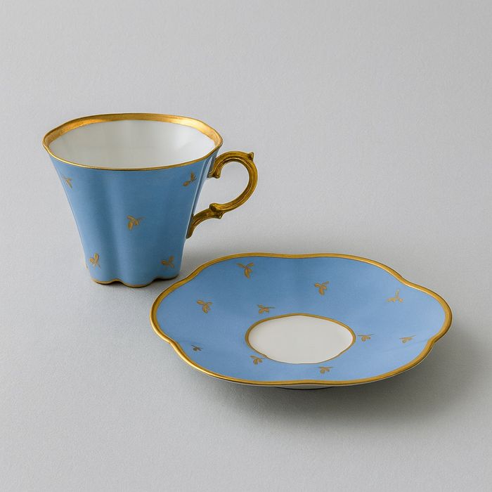 Elegancka filiżanka z talerzykiem – Limoges J.B., ręczne złocenia-cudo
