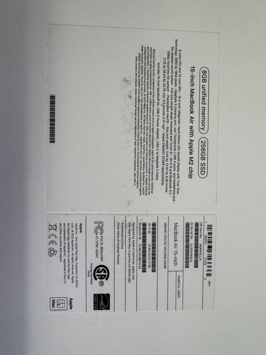 Macbook Air 15 M2 2023 23 цикла аккумулятор