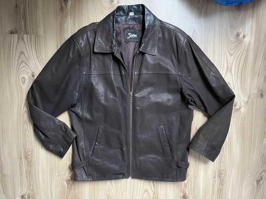 Męska kurtka skórzana L XL brązowa skóra katana