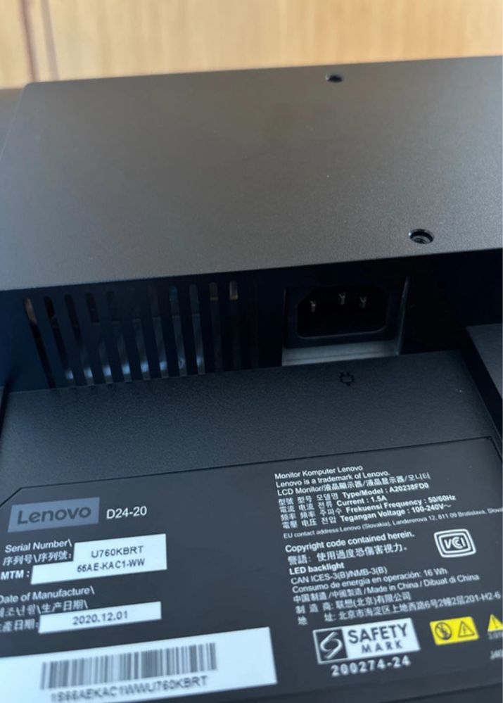 Monitor Lenovo D24-20 23,8” Full HD LED VA