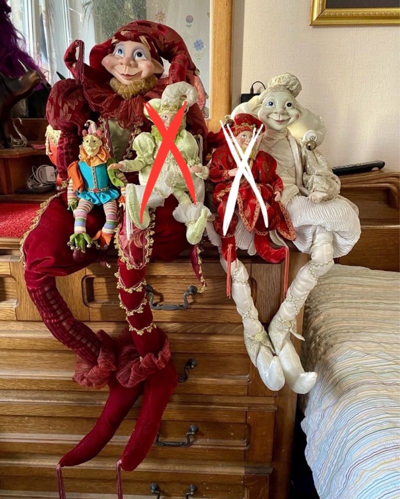 Венецианский арлекин, клоун, эльф, шут, скоморох, коллекционная кукла