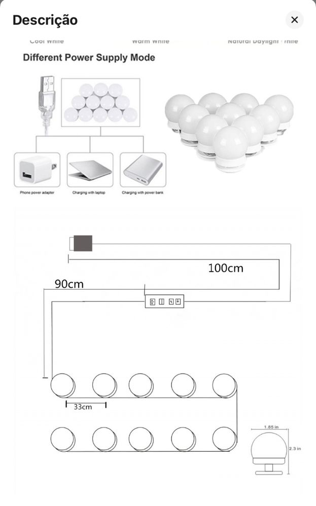 Conjunto 10 lâmpadas LED