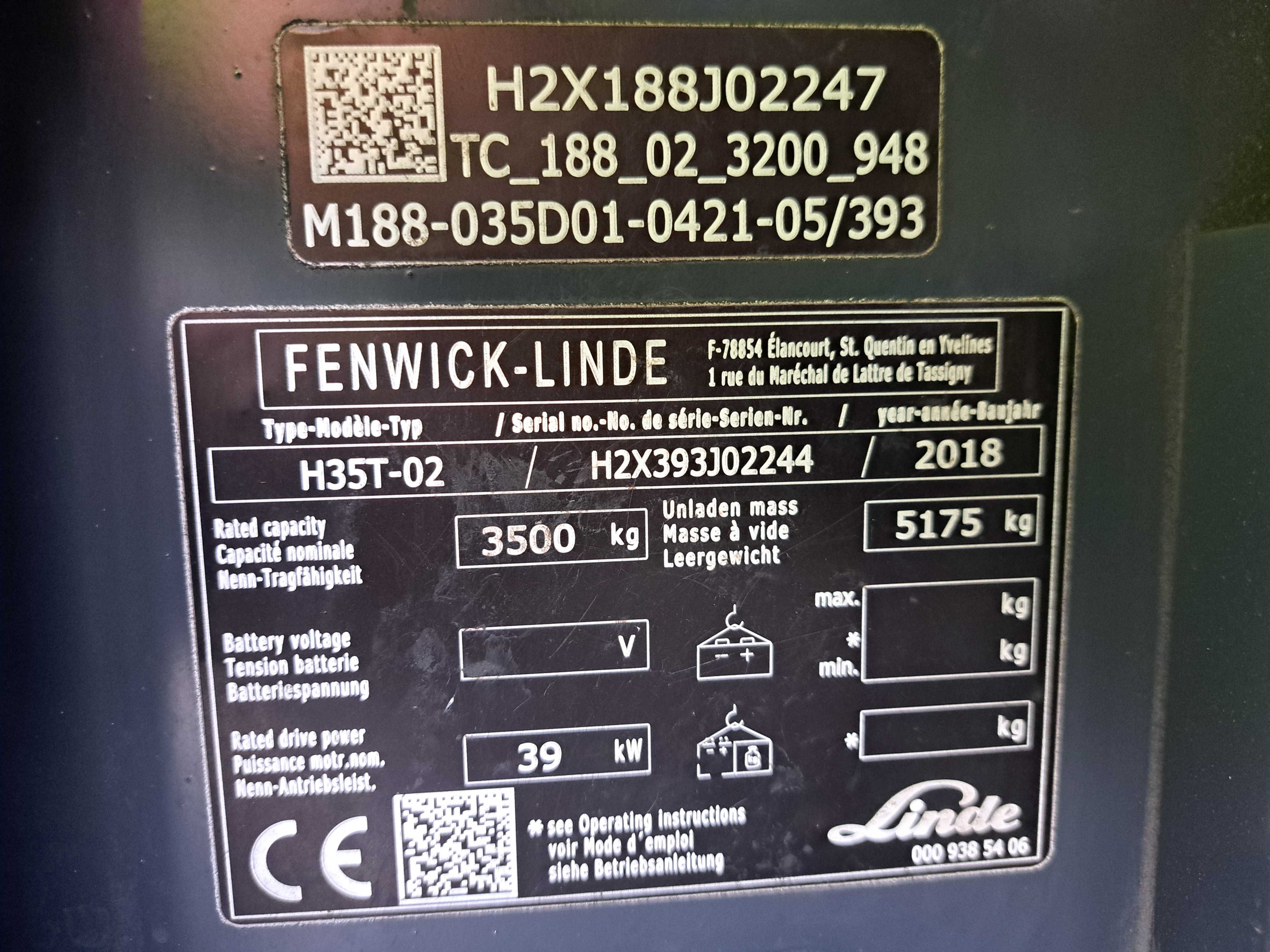 Linde H35T Klima 4 sekcje wózek widłowy 2018r.