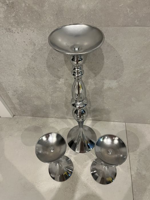 Postument kwietnik stojak na kwiaty srebrny