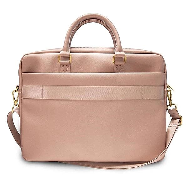 Torba Guess Saffiano Script na laptopa 16" - różowa