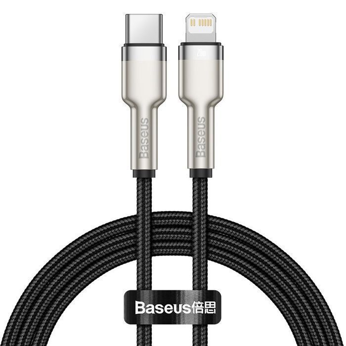 Kabel Baseus Cafule Metal USB-C do Lightning 20W PD 1M Czarny