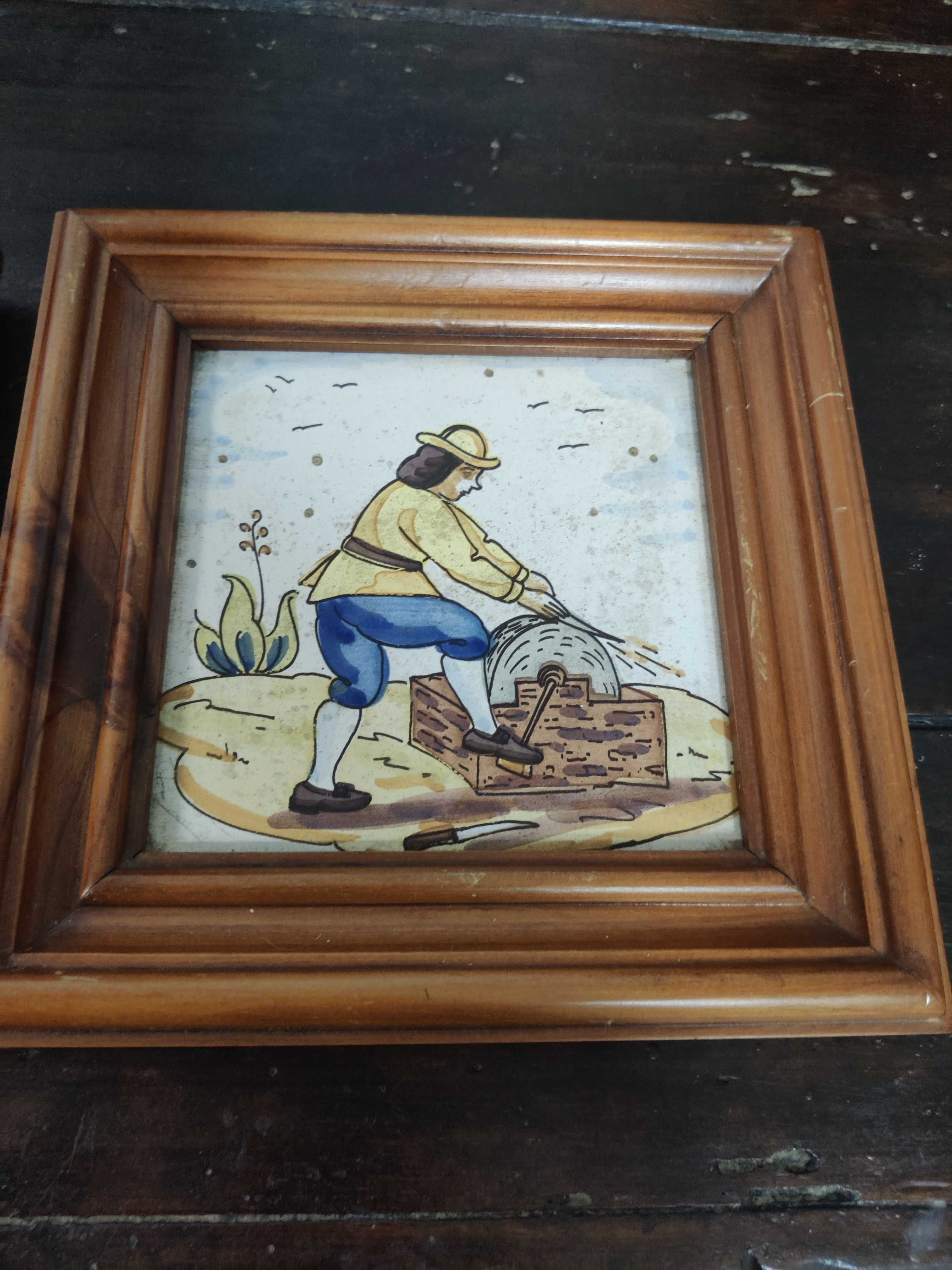Conjunto 2 quadros azulejos pintados à mão