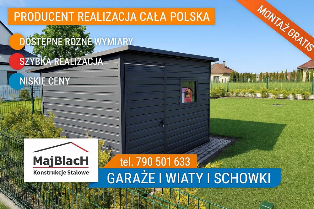 GRAFIT | Mały | GARAŻ BLASZANY |Domek| SCHOWEK | Altana– Maj-Blach
