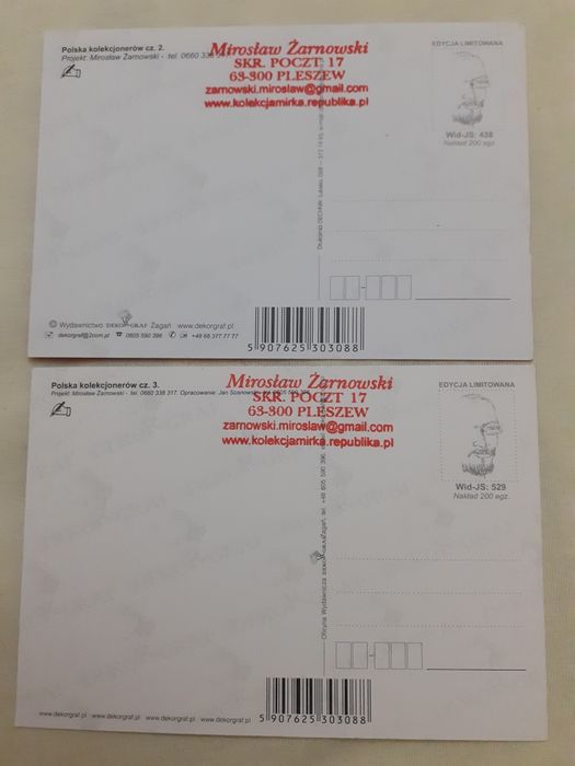 Pocztówki Polska Kolekcjonerow że stemplem Mirosław Żarnowski Pleszew