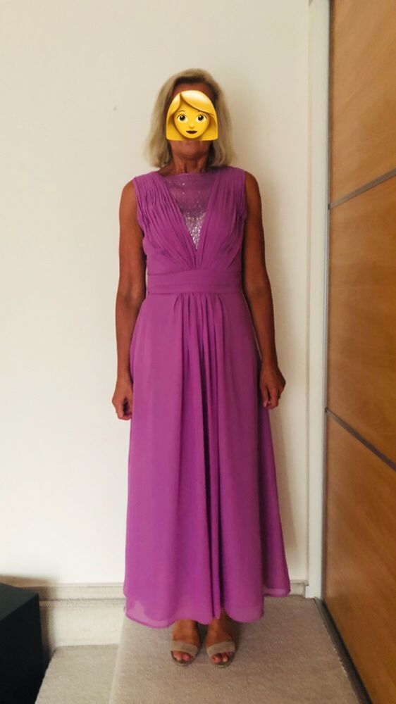 Liliowa, fioletowa suknia wieczorowa do kostek