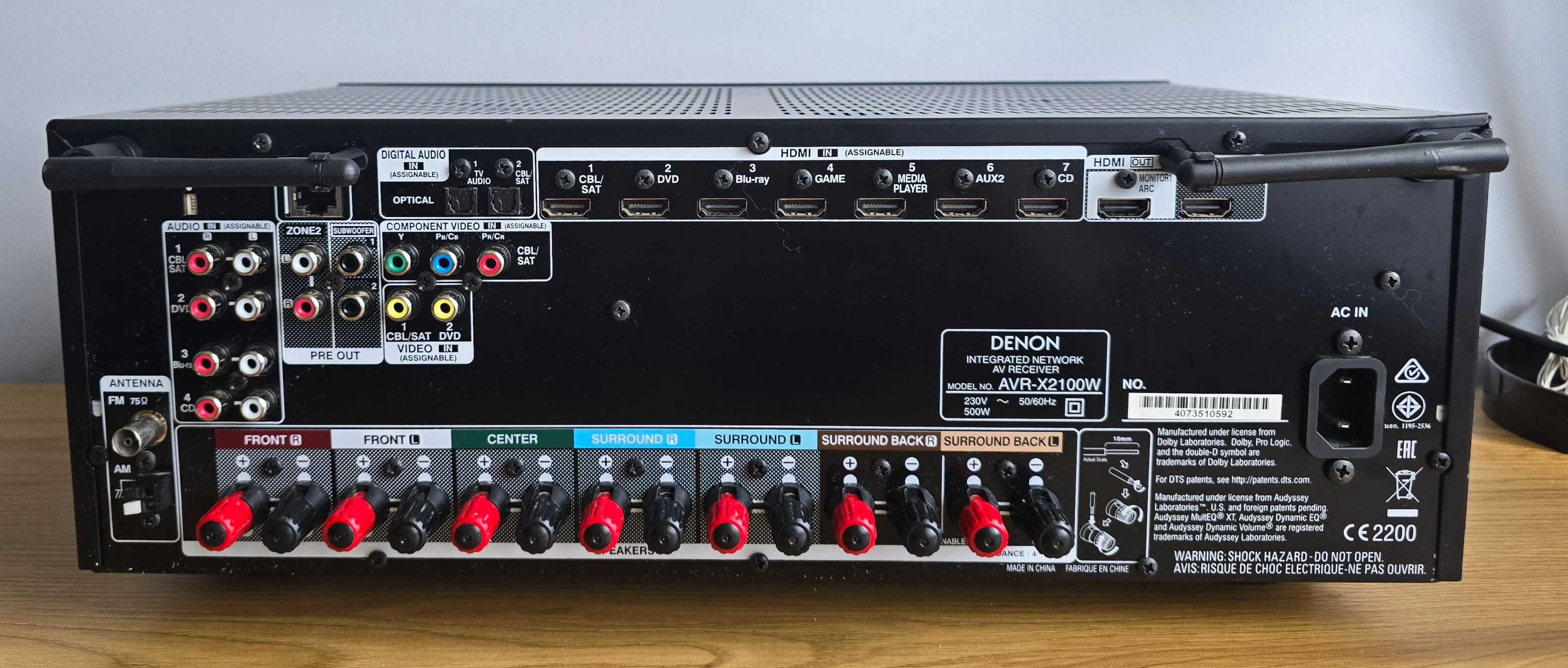 Denon AVR-X2100W Amplituner 7.2 Airplay HDMI USB BLUETOOTH WIFI Pilot