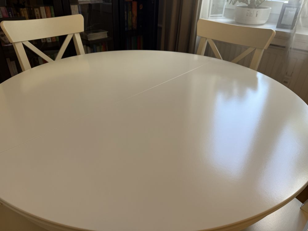 IKEA INGATORP okrągły biały stół rozkładany 110cm