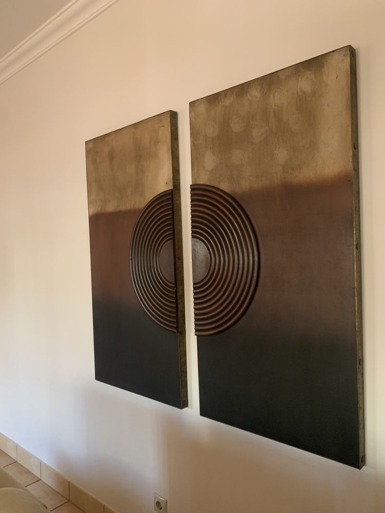 Quadro duplo em tons de castanho