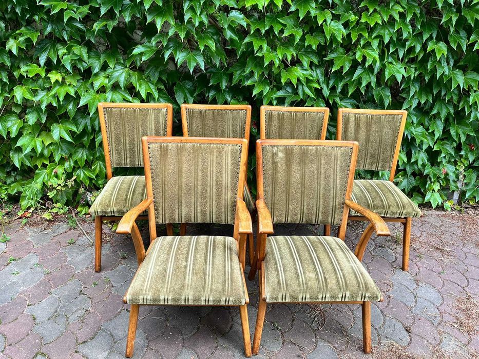 Komplet 6 krzeseł vintage z lat 60. – 2 z podłokietnikami + 4 bez