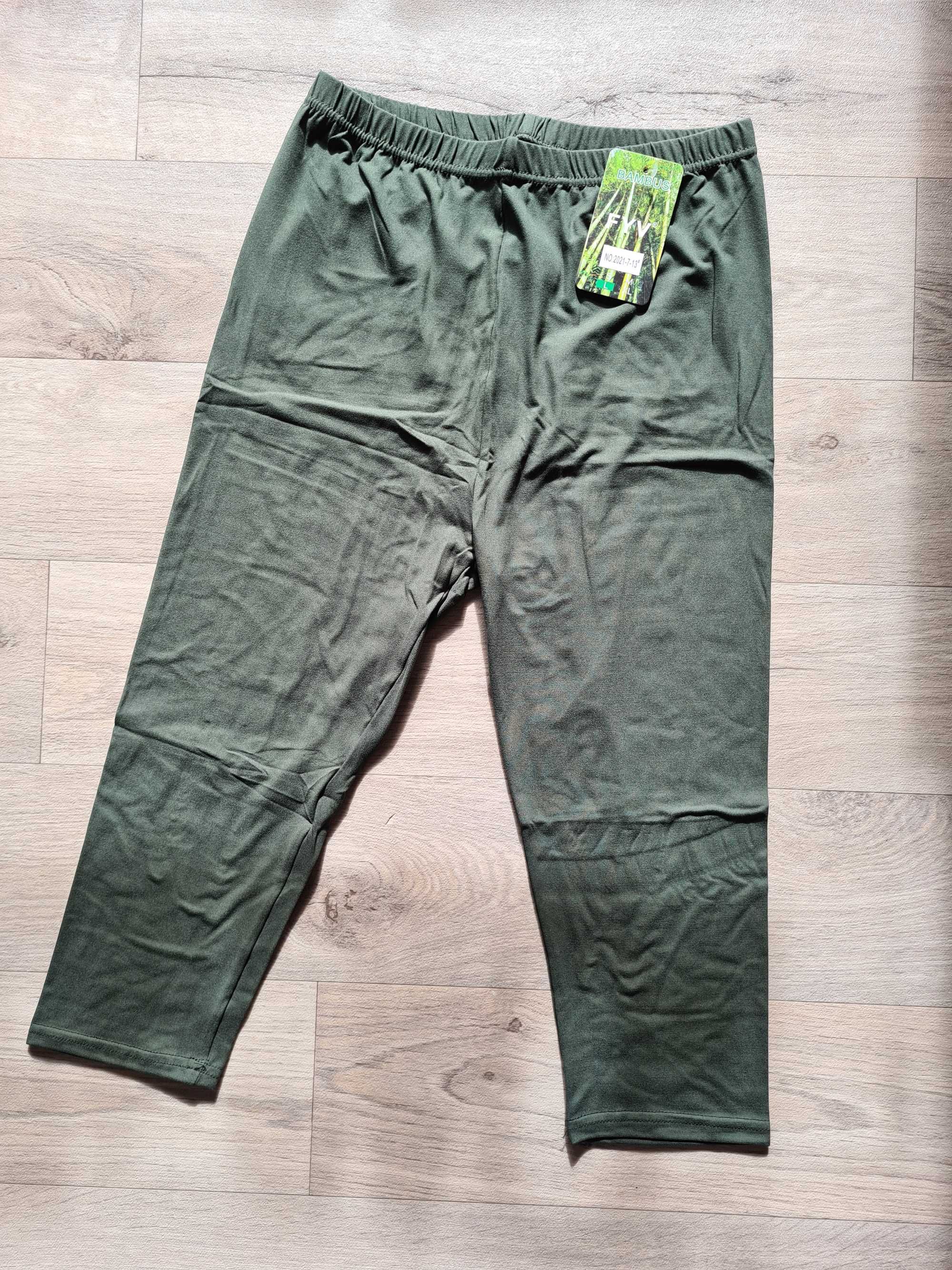 Legginsy bambusowe, gładkie getry, 3/4 rybaczki, wysoki stan, L