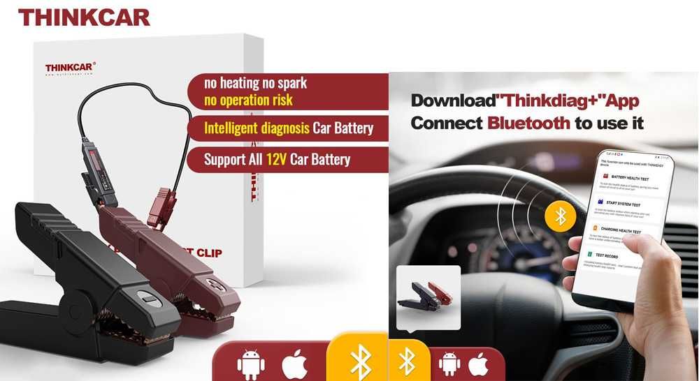 ThinkCar ThinkEASY Cabo Bluetooth Teste Baterias Carro/Mota Etc (NOVO)