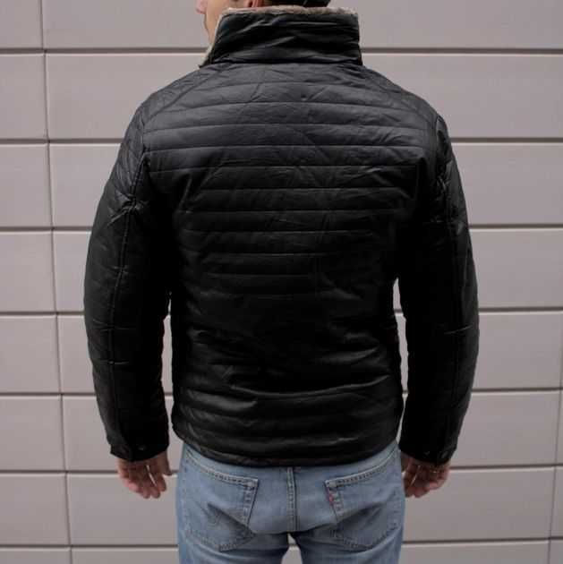 Продам чоловічу зимову кожану куртку Vakko, на хутрі, L - 52, колір Чо