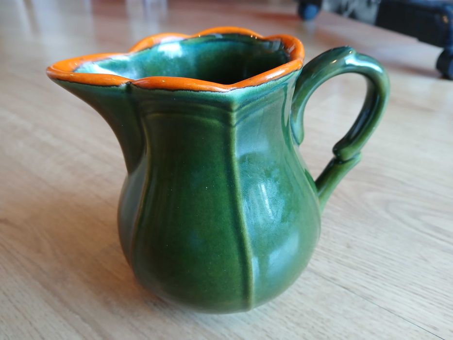 dzbanek mlecznik zeller keramik zielony i pomarańczowy