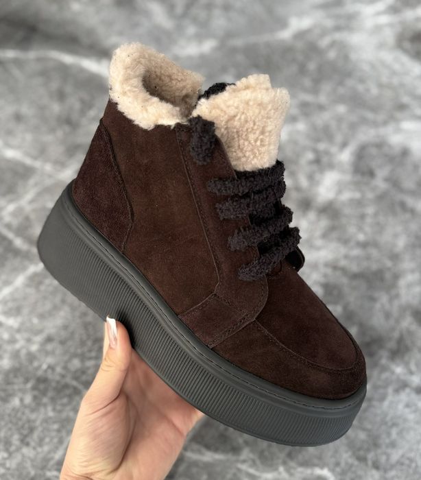 Жіночі зимові черевики Тедді натуральна замша