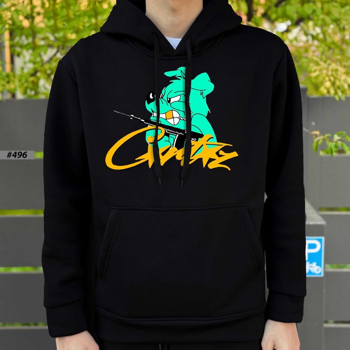 Биг Лого Принт • Corteiz Худи Черное • K9 • Кортез Кофта Чорна