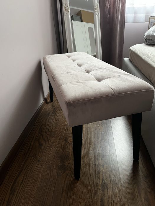 Ławeczka welurowa Agata Meble brudny róż